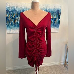 Women's Sexy Formal Bodycon V Neck Long Sleeve Cocktail Party Midi Dress - New